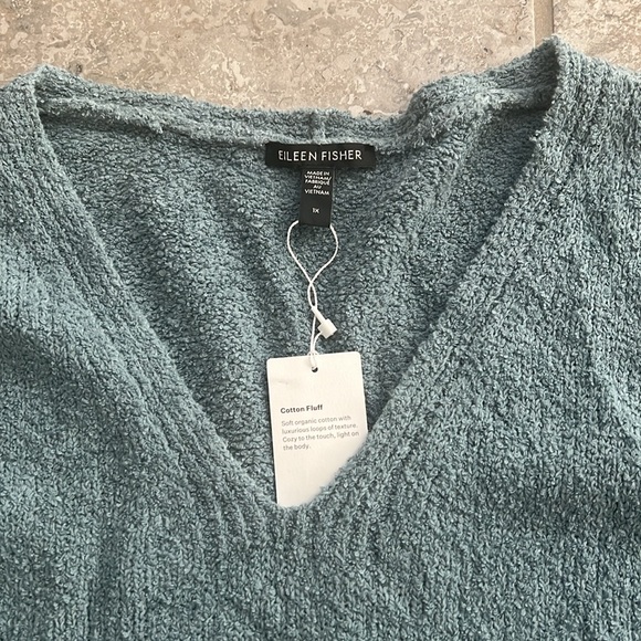 Eileen Fisher Organic Cotton Blend Sweater in Blue Steel, Very Soft, Size 1X NEW - Picture 9 of 9